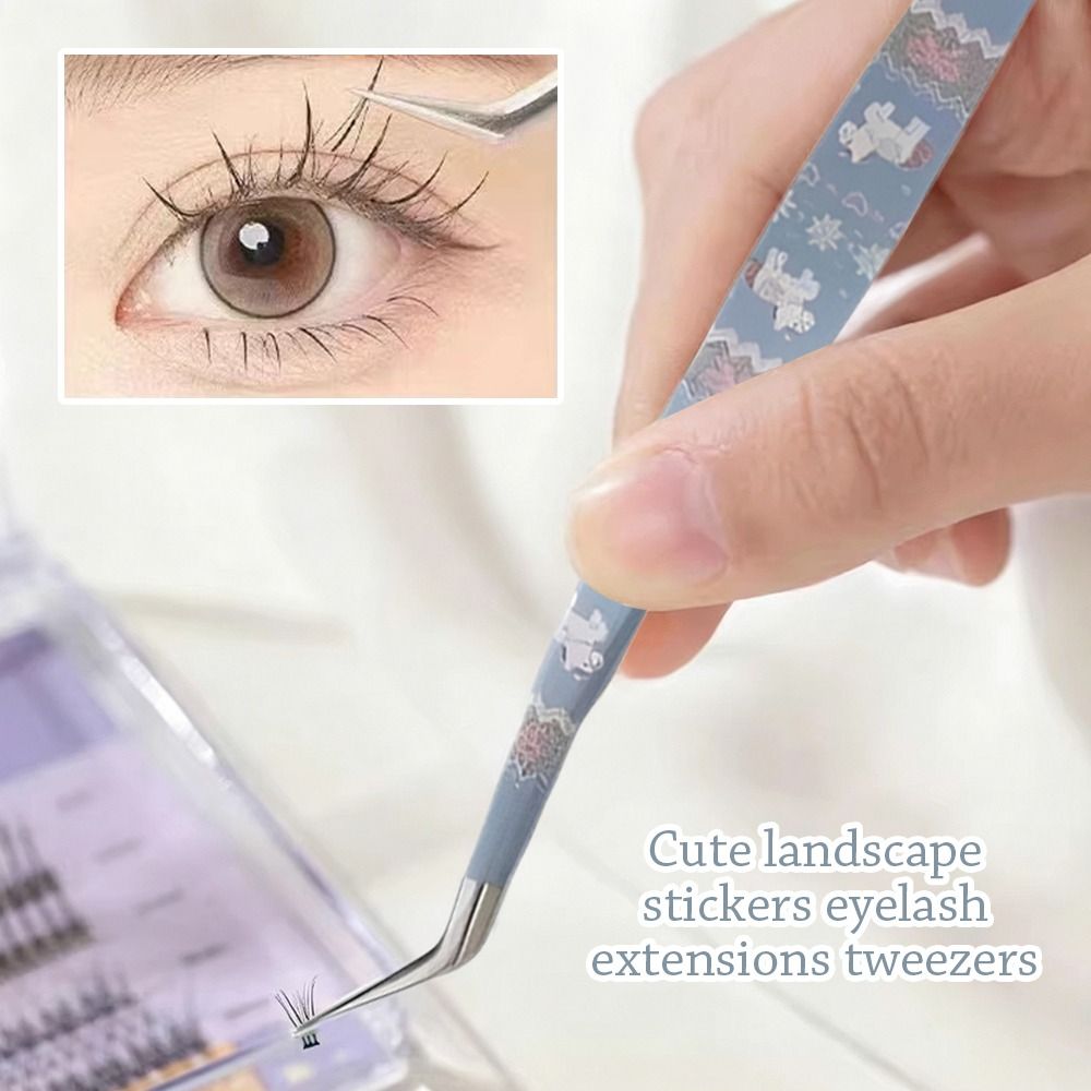 Lash Mapping Sticker - Stainless Steel Curved Stickers Tweezers Anti-static