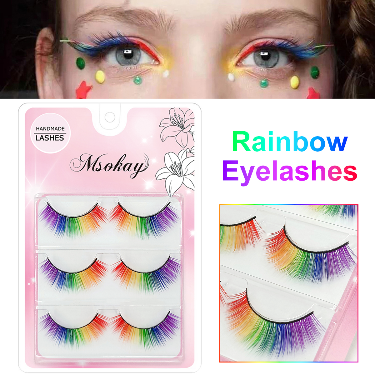 3 Pairs 3D Fluffy Colorful Eye - Eyelash Extension Doll Eye avis et prix