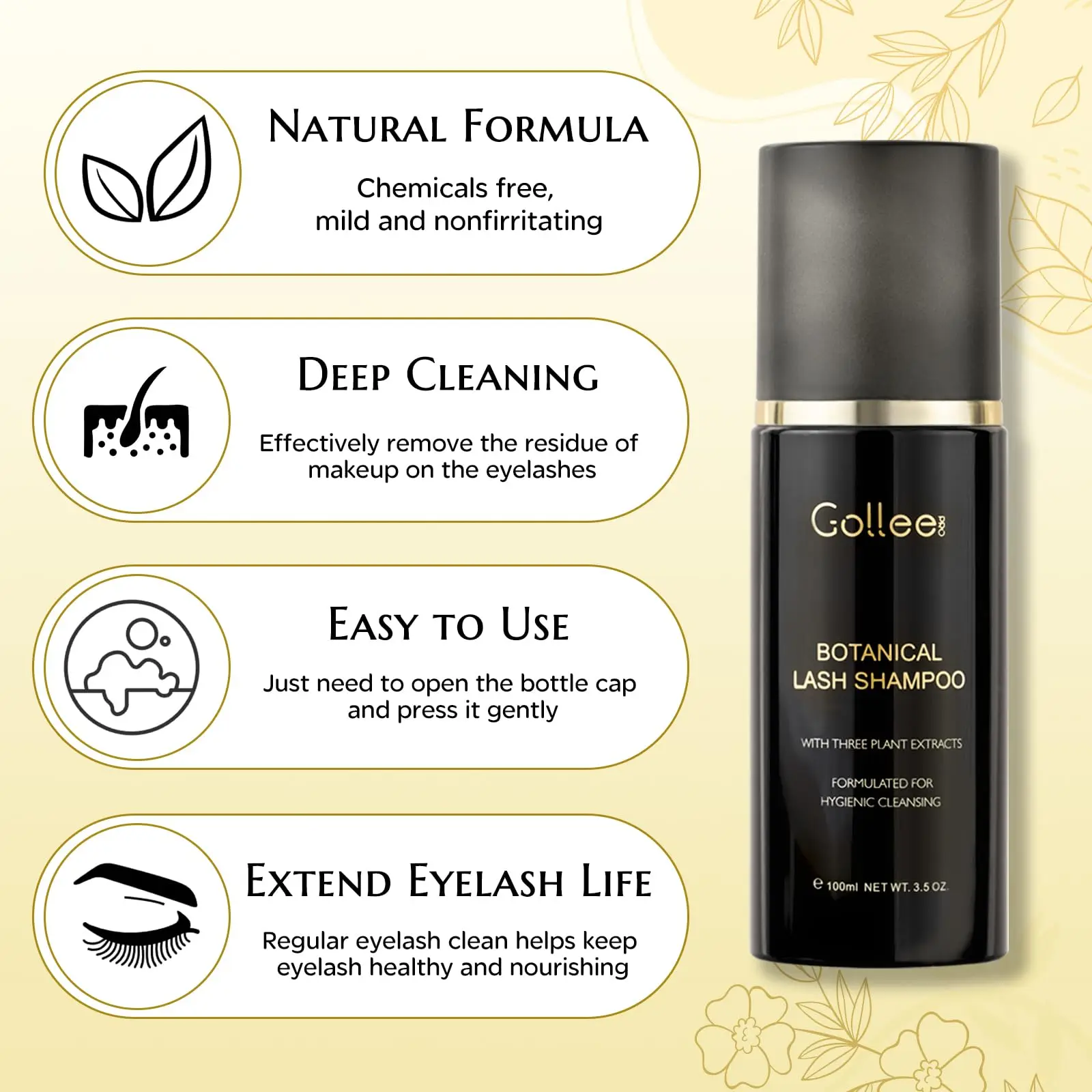 Gollee 100ml Cleaning Mousse B - Eyelash Extension Wash Kit avis et prix